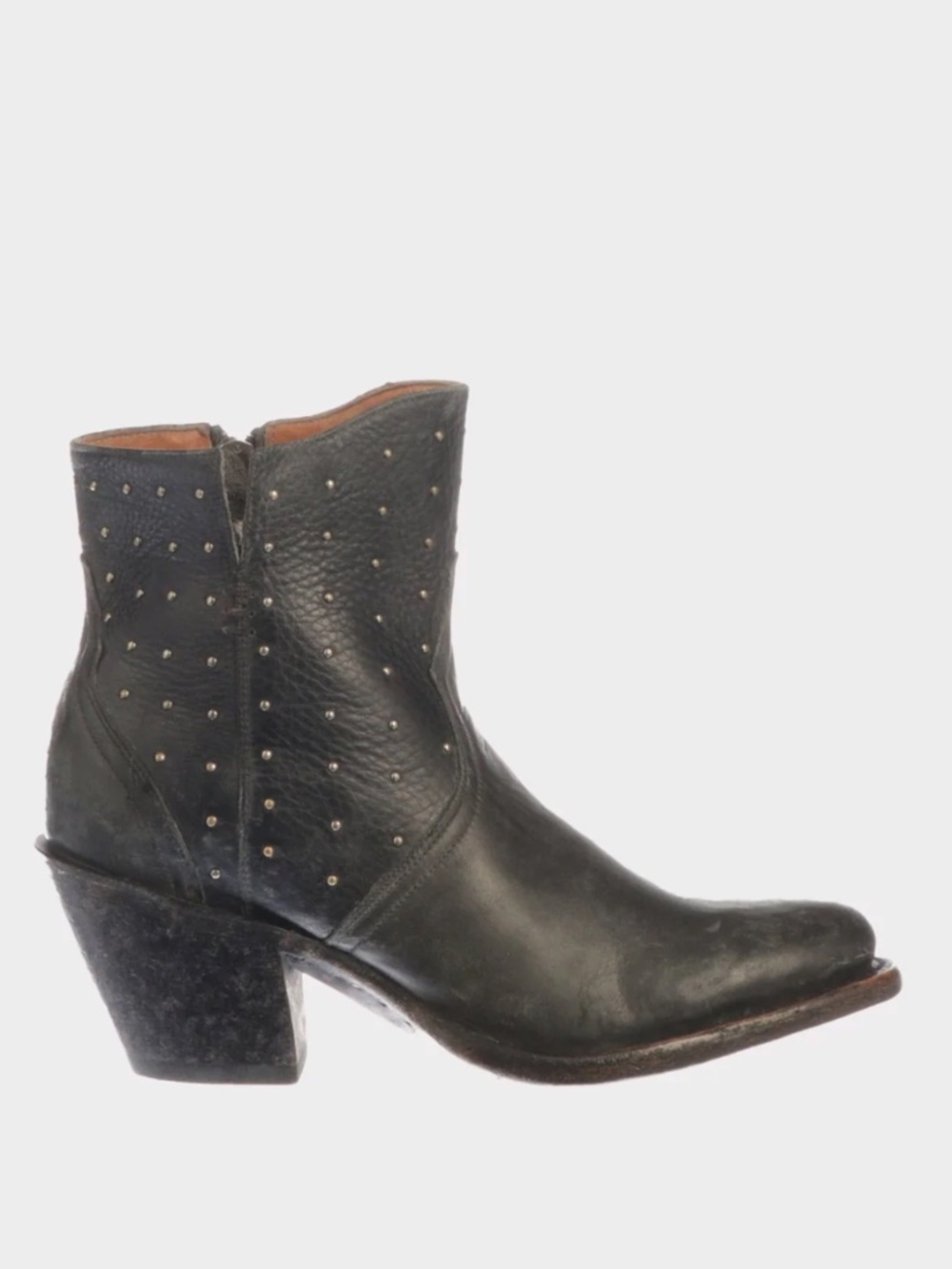 Lucchese Harley Studded Leather Ankle Boots Black 7.5B Western Booties Cowhide